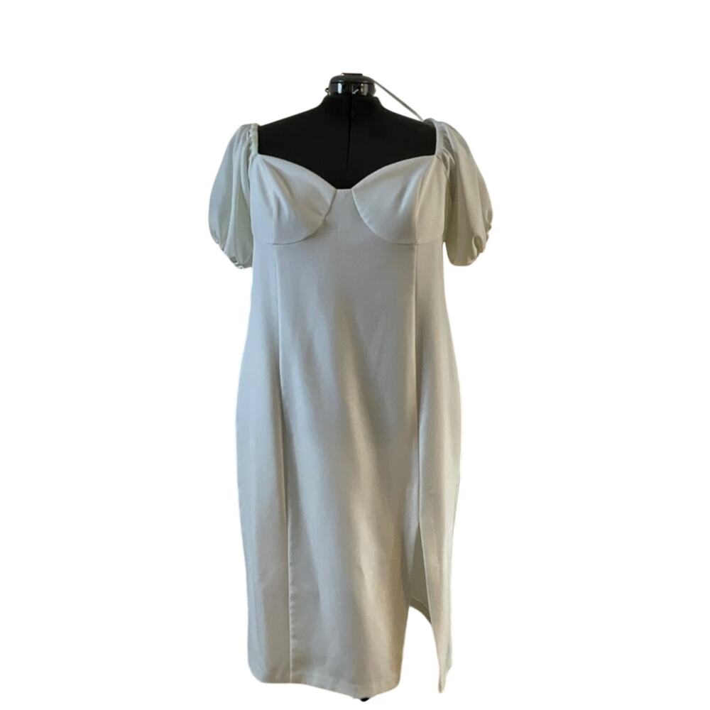 ELOQUII Off Shoulder Puff Sleeve Bustier Midi NWOT 22 Bridgerton Coquette Bridal